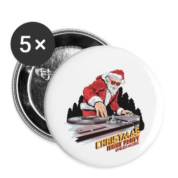 Santa Claus DJ Musikparty - Buttons klein 25 mm (5er Pack) - Weiß - Vorne