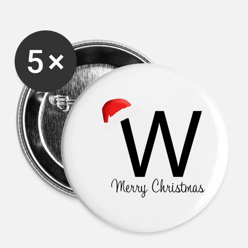 Merry Christmas W - Buttons klein 25 mm (5er Pack) - Weiß