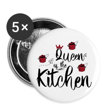 Reine de la cuisine - Lot de 5 petits badges (25 mm) - blanc - Devant
