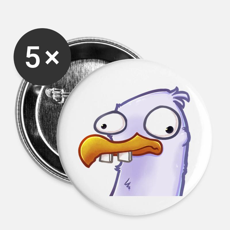 Derp-Möwe - Buttons klein 25 mm (5er Pack) - Weiß