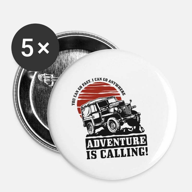 Adventure is Callling Jeep - Buttons small 1''/25 mm (5-pack) - white