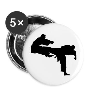 Kick geri kick karaté - Lot de 5 petits badges (25 mm) - blanc - Devant