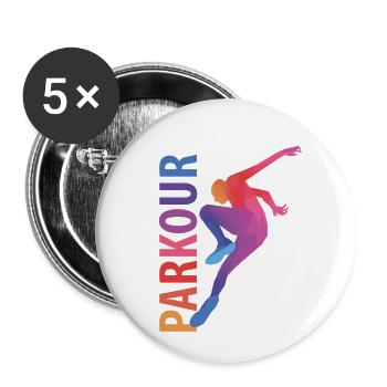 Cadeau de parkour - Lot de 5 petits badges (25 mm) - blanc - Devant
