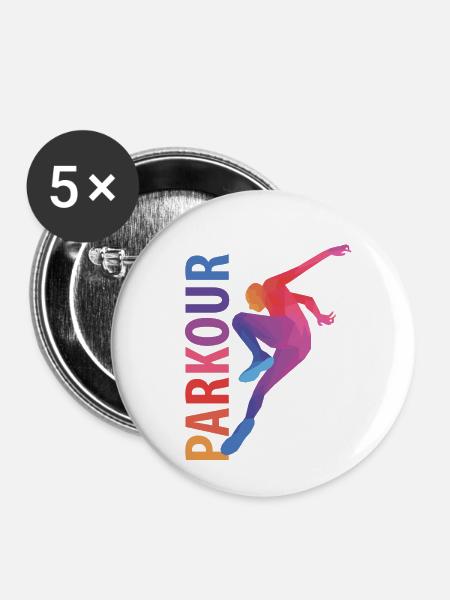 Parkour Geschenk - Buttons klein 25 mm (5er Pack) - Weiß