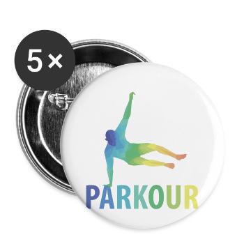 Cadeau de parkour - Lot de 5 petits badges (25 mm) - blanc - Devant
