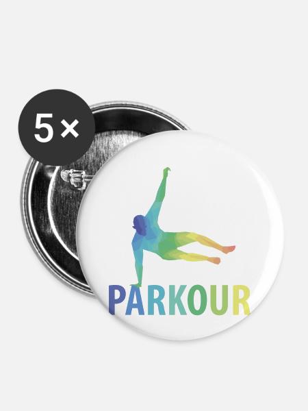 Parkour Geschenk - Buttons klein 25 mm (5er Pack) - Weiß