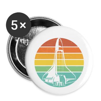 Retro rocket space shuttle - Buttons small 1''/25 mm (5-pack) - white - Front