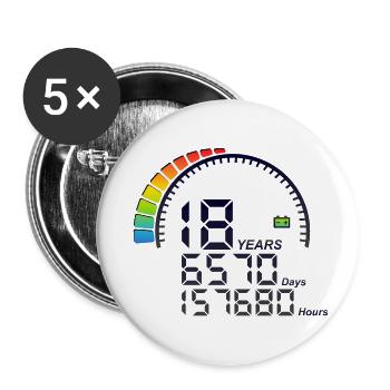 18 Jahre Jubiläum Thekentage Stunden - Buttons klein 25 mm (5er Pack) - Weiß - Vorne