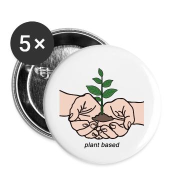 Mains avec plante - plant based - Lot de 5 petits badges (25 mm) - blanc - Devant