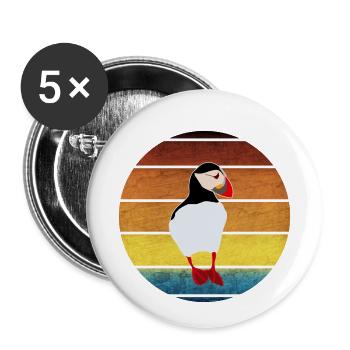 Puffin, Puffin, Sunset, vintage - Buttons small 1''/25 mm (5-pack) - white - Front