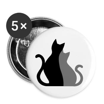 Katzenpaar Cat couple Geschenkidee Katzen - Buttons klein 25 mm (5er Pack) - Weiß - Vorne