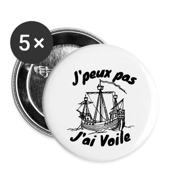 j'peux j'ai voile t shirt voiles drôle - Lot de 5 petits badges (25 mm) - blanc - Devant