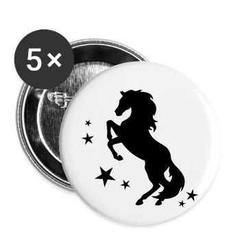 Cheval - Lot de 5 petits badges (25 mm) - blanc - Devant