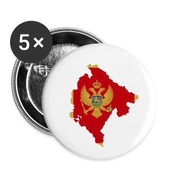 Montenegro Flagge Landkarte Fahne - Buttons klein 25 mm (5er Pack) - Weiß - Vorne