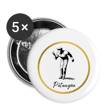 Pétanque - Lot de 5 petits badges (25 mm) - blanc - Devant