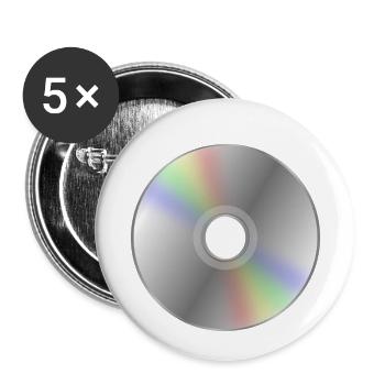 Retro DVD / CD Nostalgie - Buttons klein 25 mm (5er Pack) - Weiß - Vorne