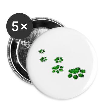 Logo de patte de chien - Lot de 5 petits badges (25 mm) - blanc - Devant