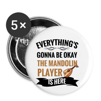 Vintage mandolin gifts | Mandolin player - Buttons small 1''/25 mm (5-pack) - white - Front