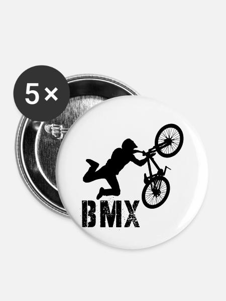 BMX Stunt - Buttons klein 25 mm (5er Pack) - Weiß