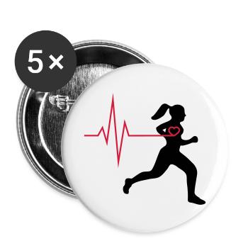 Coureur avec un coeur - Lot de 5 petits badges (25 mm) - blanc - Devant