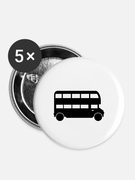 englischer Bus - Buttons klein 25 mm (5er Pack) - Weiß