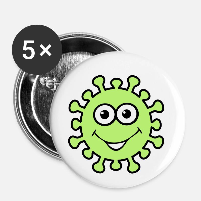 Happy Virus - Buttons klein 25 mm (5er Pack) - Weiß