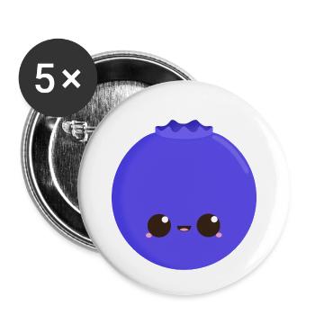 Kawaii Blaubeere - Buttons klein 25 mm (5er Pack) - Weiß - Vorne