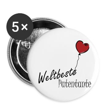 Weltbeste Patentante - Buttons klein 25 mm (5er Pack) - Weiß - Vorne