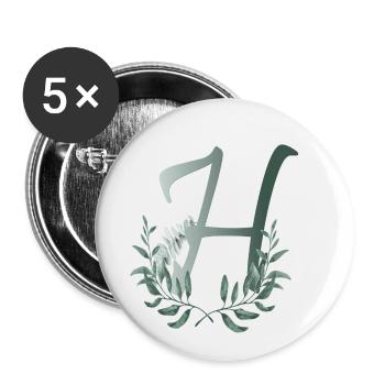 Buchstabe H mit Pflanzen - Buttons klein 25 mm (5er Pack) - Weiß - Vorne