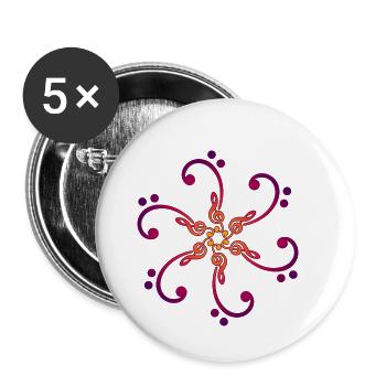 Music, mandala, clef, bass clef, bass - Buttons small 1''/25 mm (5-pack) - white - Front