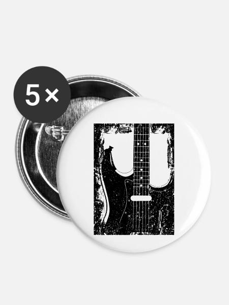 Gitarre - Buttons klein 25 mm (5er Pack) - Weiß