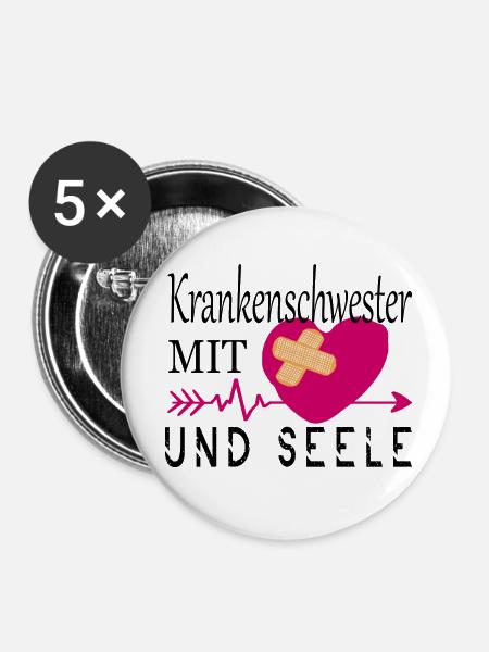Krankenschwester mit Herz - Buttons klein 25 mm (5er Pack) - Weiß