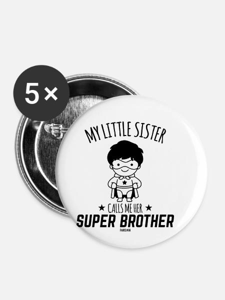 Brudergeschenk Superheld Beschützer - Buttons klein 25 mm (5er Pack) - Weiß