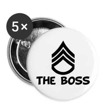 Le chef (noir) - Lot de 5 petits badges (25 mm) - blanc - Devant