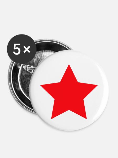 Roter Stern Symbol des Kommunismus - Buttons klein 25 mm (5er Pack) - Weiß