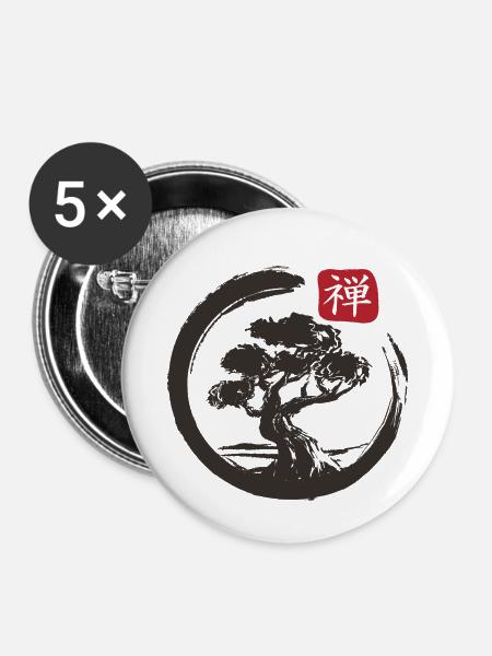 Bonsai Enso - Buttons klein 25 mm (5er Pack) - Weiß