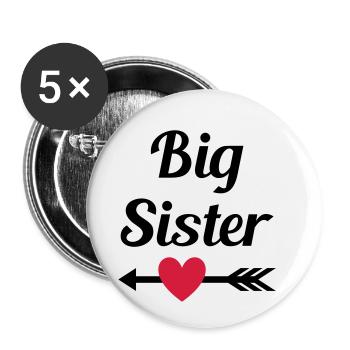Big sister (arrow, heart) - Buttons small 1''/25 mm (5-pack) - white - Front