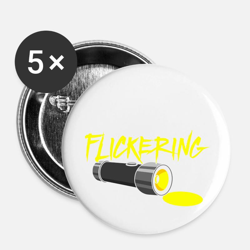 GHOST HUNTING: Flashlight Flickering - Buttons small 1''/25 mm (5-pack) - white