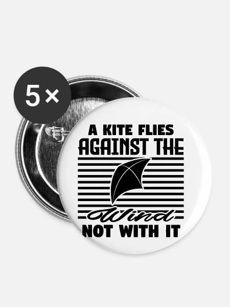 A kite flies against - Buttons klein 25 mm (5er Pack) - Weiß