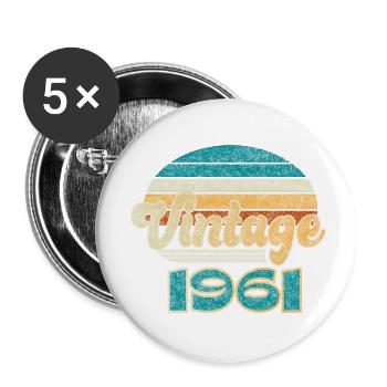 Birthday Vintage 1961 - Buttons small 1''/25 mm (5-pack) - white - Front