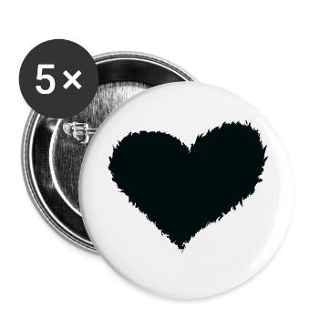 Herz brennend schwarz - Buttons klein 25 mm (5er Pack) - Weiß - Vorne