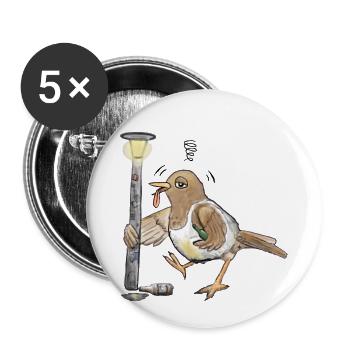 Rossignol je t’entends trapsen - Lot de 5 petits badges (25 mm) - blanc - Devant