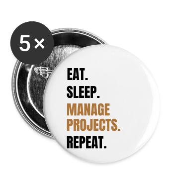 Chef de projet cadeau drôle de gestion de projet - Lot de 5 petits badges (25 mm) - blanc - Devant