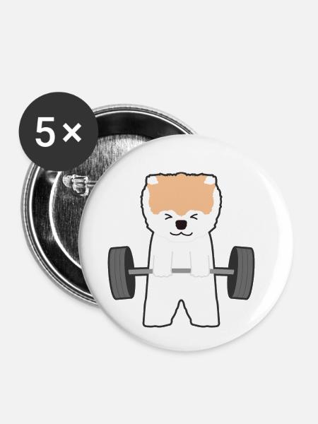 Fitness - Buttons klein 25 mm (5er Pack) - Weiß