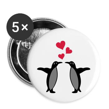 coeurs de pingouin - Lot de 5 petits badges (25 mm) - blanc - Devant