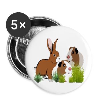 Meerschweinchen Hase Design - Buttons klein 25 mm (5er Pack) - Weiß - Vorne