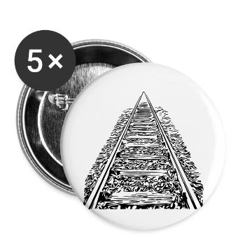 Gleise in den Horizont - Buttons klein 25 mm (5er Pack) - Weiß - Vorne