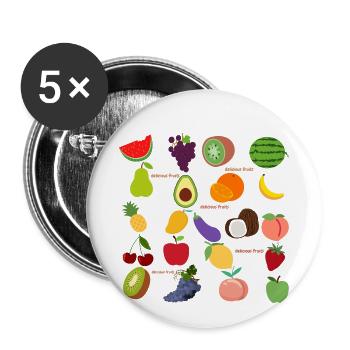 KÖSTLICHE FRÜCHTE - Buttons klein 25 mm (5er Pack) - Weiß - Vorne