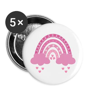 Boho Regenbogen rosa Mädchen Geburt Baby Babyparty - Buttons klein 25 mm (5er Pack) - Weiß - Vorne