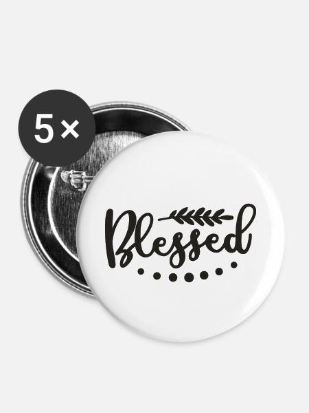 Gesegnet - Buttons klein 25 mm (5er Pack) - Weiß